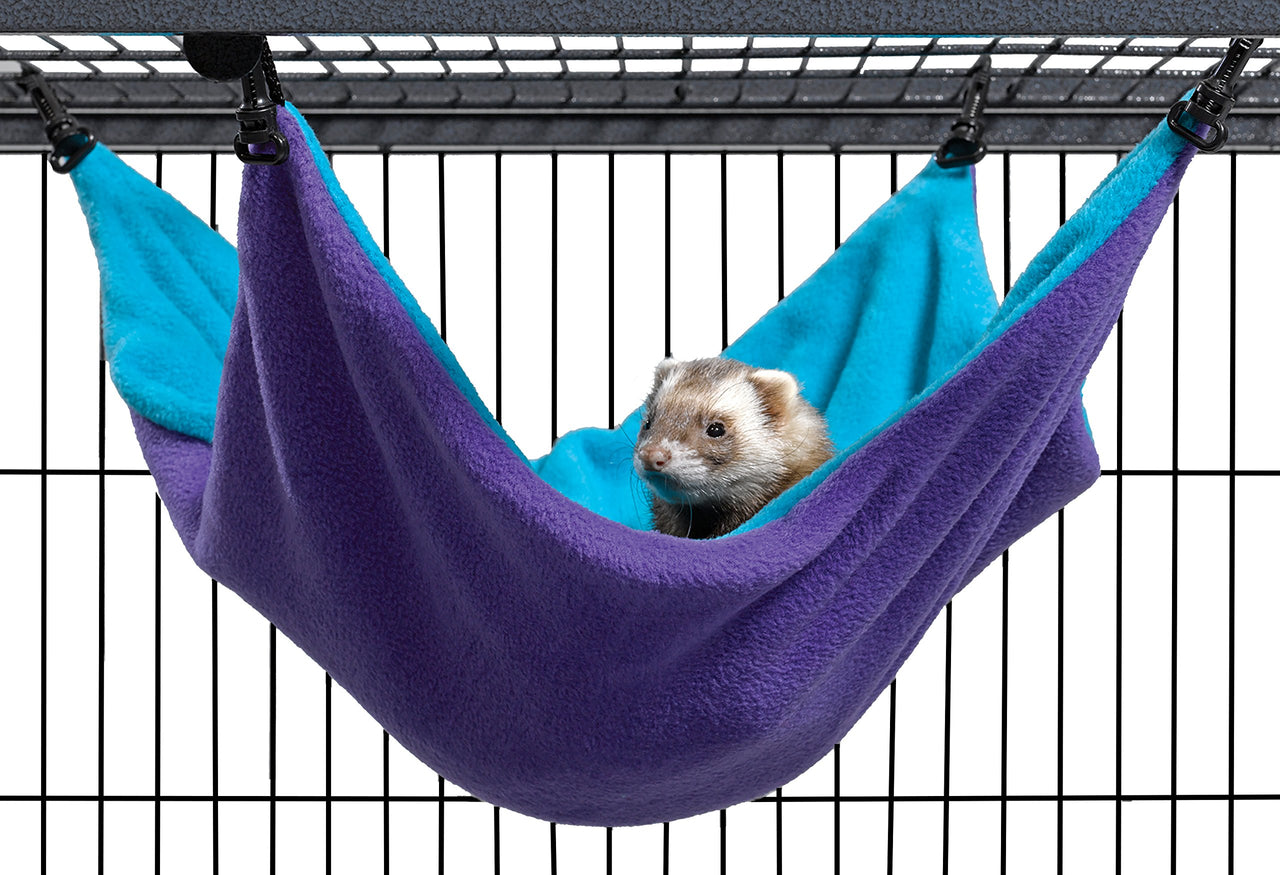 MidWest Homes for Pets Ferret Nation Large Hammock for Ferret Nation & Critter Nation Small Animal Cages | Measures 17L x 13W x 8H- inches,Purple/Teal 17.0"L x 13.0"W x 8.0"Th Purple/Teal