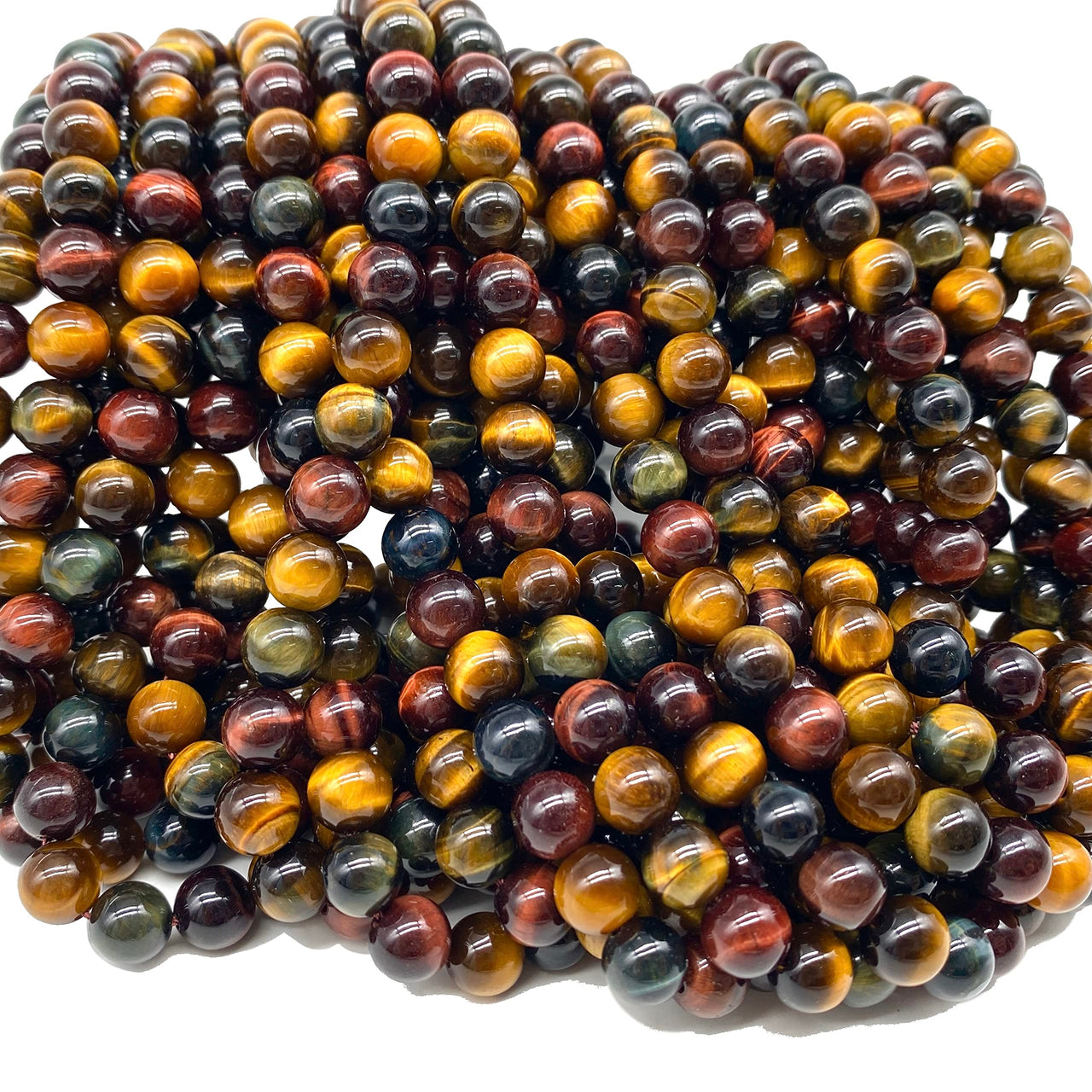 ABCGEMS African Tri-Color Tigers Eye Beads (Gorgeous Matrix- Mohs Hardness 7) Healing Energy Crystal Stone Ideal for Bracelet Necklace Ring DIY Jewelry Making Craft Men Women Smooth Round Tiny 6mm Tri Color Tigers Eye (From Africa)