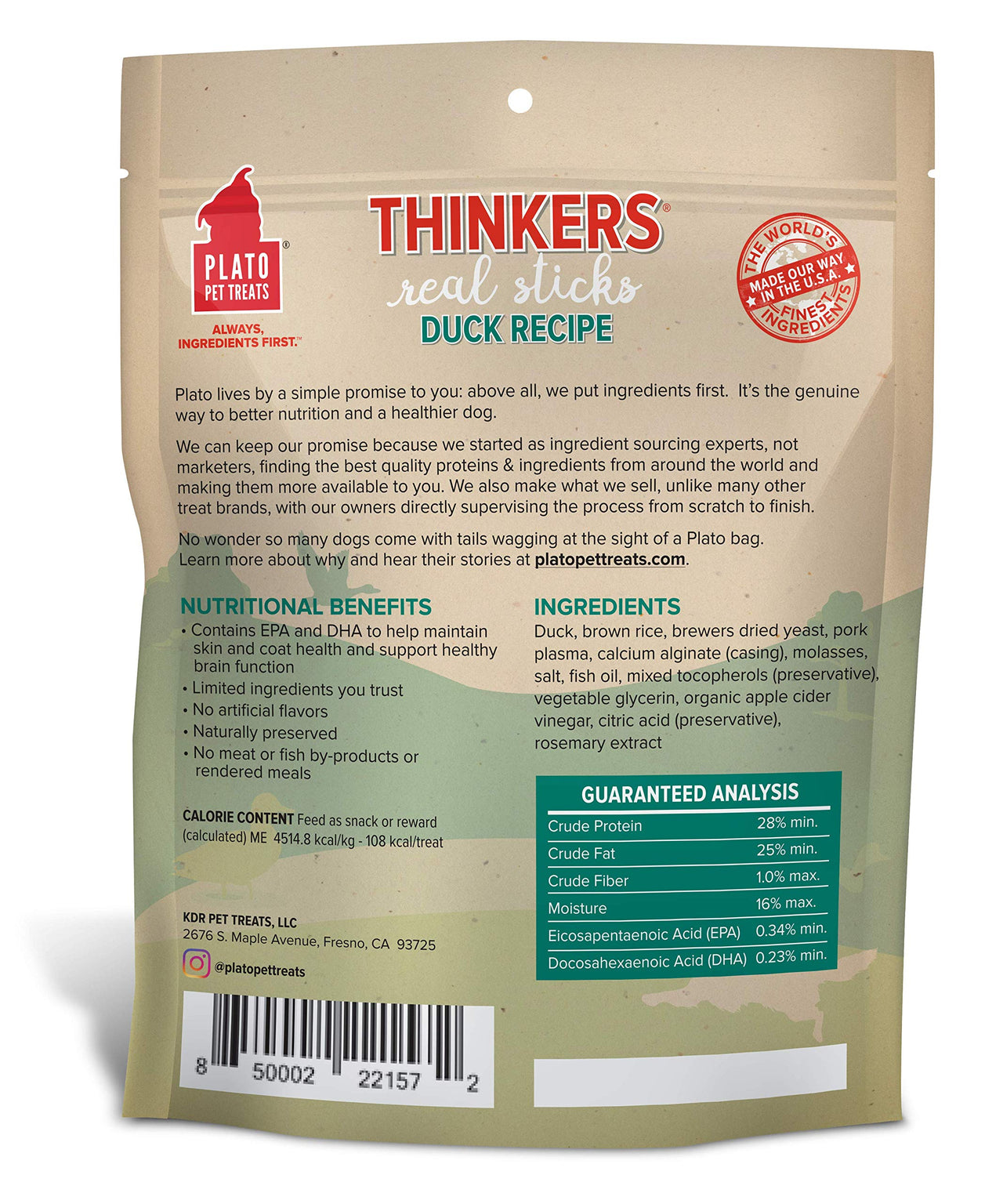 PLATO Thinkers Duck 18oz, Natural (850002221572) 1.13 Pound (Pack of 1)