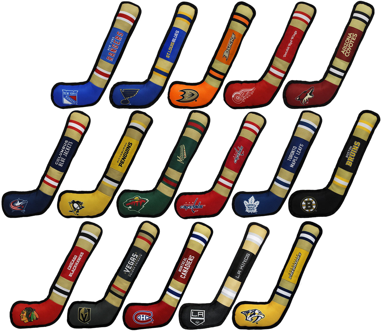 Pets First Dog Toy Tough Nylon with Inner Squeaker Licensed by NHL Chicago Blackhawks Hockey Stick Toy for Dogs & Cats. Play Hockey with Your Pet with This Licensed Dog Tough Toy