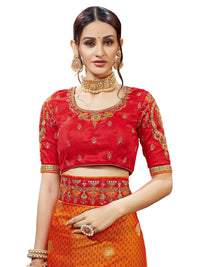 MANOHARI Women's  Silk Blend Saree With Blouse Piece