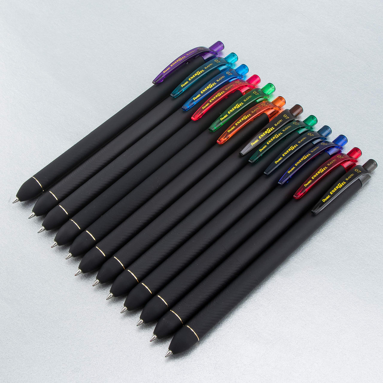 Pentel EnerGel Kuro Liquid Gel Pen, (0.7mm) Medium line, Assorted Ink, 8 Pack (BL437R1BP8M)