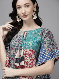 INDO ERA Women A-Line Polyester Kurta/Kurti S Navy Blue