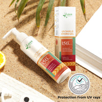 Lass Natural UV Shield Hydro Gel Sunscreen SPF 50+ PA+++ | Aqua Gel Sunscreen for Dry, Normal & Sensitive Skin | Broad Spectrum Protection | No White Cast | For Men & Women | 100gm