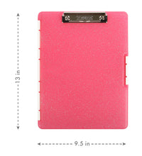 Dexas Slimcase 2 Storage Clipboard with Side Opening 12.5 x 9.5 Pink Glitter White Binding. Organize in Style for Home, School, Work or Trades! Ideal for Teachers, Nurses, Students, Homeschooling