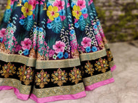 Zeel Clothing Women's  Velvet & Silk Semi stitched Lehenga Choli (7005-ZC_Black_Free Size)