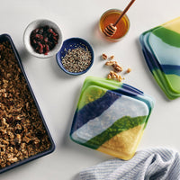 Stasher Reusable Silicone Storage Bag, Food Storage Container, Microwave and Dishwasher Safe, Leak-free, Sandwich, Blue Current
