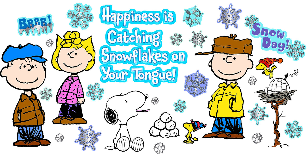 Eureka Classroom Bulletin Board Set, Peanuts Happiness Is A Snowflake Winter Bulletin, 18'' x 28'', 39 pc. Peanuts Winter