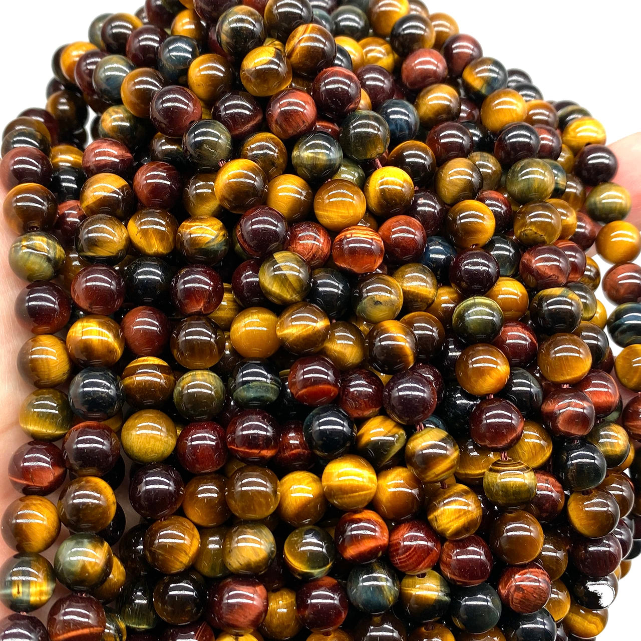 ABCGEMS African Tri-Color Tigers Eye Beads (Gorgeous Matrix- Mohs Hardness 7) Healing Energy Crystal Stone Ideal for Bracelet Necklace Ring DIY Jewelry Making Craft Men Women Smooth Round Tiny 6mm Tri Color Tigers Eye (From Africa)