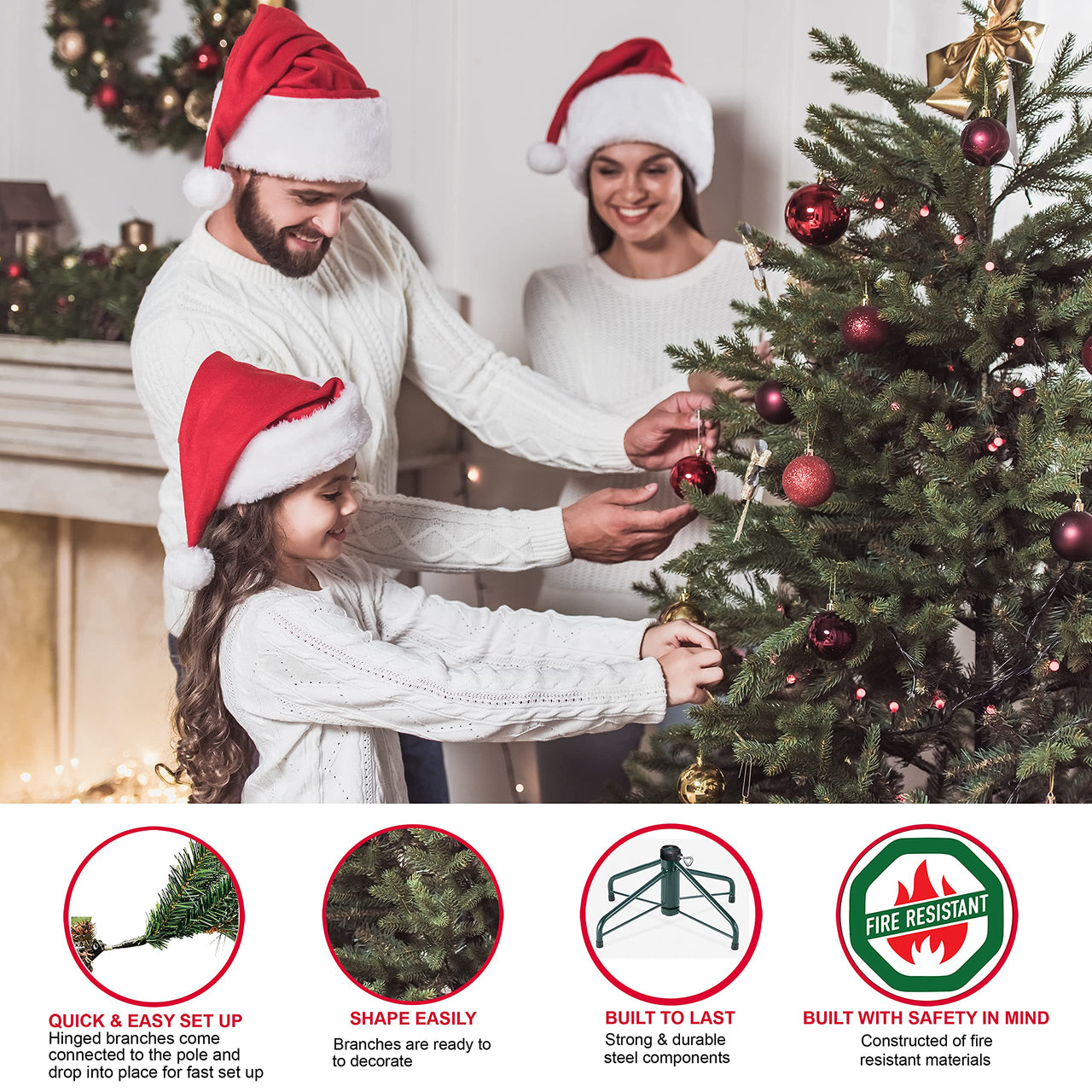 Puleo International 7.5 Foot Pre-Lit Aspen Fir Artificial Christmas Tree with 700 UL Listed Clear Lights Green 7.5' Aspen Fir with 700 Clear Lights
