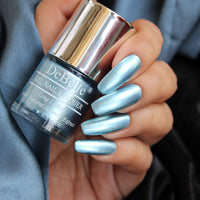 DeBelle Gel Nail Polish Aqua Frenzy (Metallic Sky Blue Nail Paint)|Non UV - Gel Finish |Chip Resistant | Seaweed Enriched Formula| Long Lasting|Cruelty and Toxic Free| 8ml