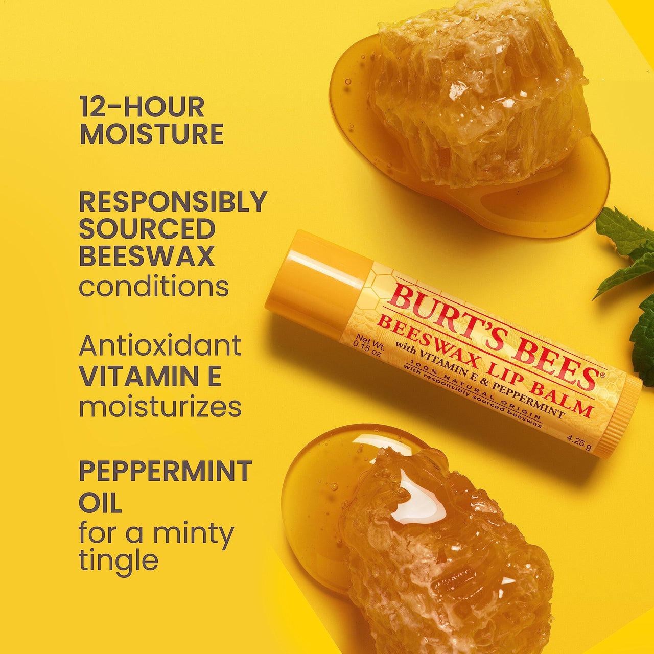Burt's Bees 100% Natural Moisturizing Lip Balm, Beeswax (Pack Of 2)