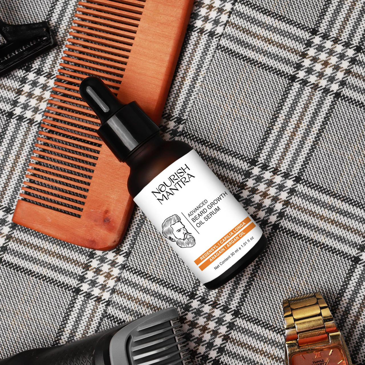 Nourish Mantra Advanced Beard Growth Oil Serum/Made with Redensyl, Capilia Longa, Anagain, Argan Oil/For Fuller, Thicker and Healthier Beard Growth - 30ml