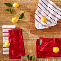 KitchenAid Albany Kitchen Towel 4-Pack Set, Passion Red/White, 16