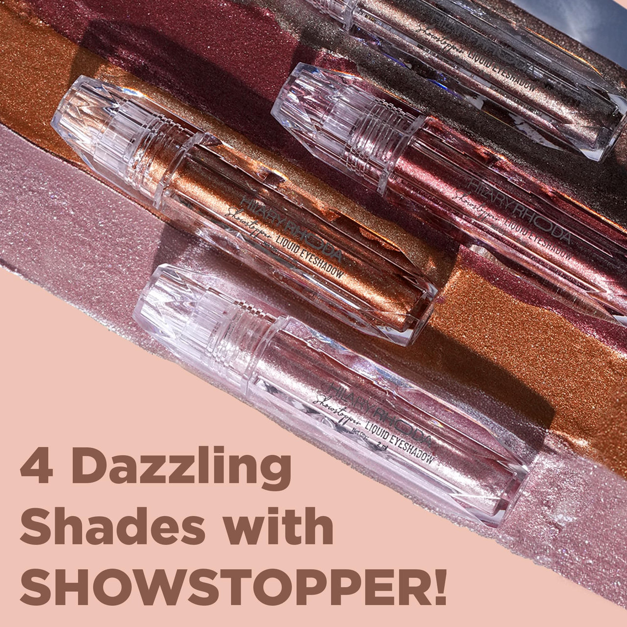 Hilary Rhoda Showstopper Liquid Eyeshadow | Gel-Based Formula | Shimmer Finish | Highly Pigmented | Blends Easily | Create Versatile Looks | 2ml (Oxidised Silver - Shade 04)