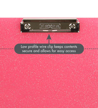 Dexas Slimcase 2 Storage Clipboard with Side Opening 12.5 x 9.5 Pink Glitter White Binding. Organize in Style for Home, School, Work or Trades! Ideal for Teachers, Nurses, Students, Homeschooling