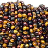 ABCGEMS African Tri-Color Tigers Eye Beads (Gorgeous Matrix- Mohs Hardness 7) Healing Chakra Energy Crystal Stone Ideal for Bracelet Necklace Ring DIY Jewelry Making Craft Men Women Smooth Round 8mm Tri Color Tigers Eye (From Africa)
