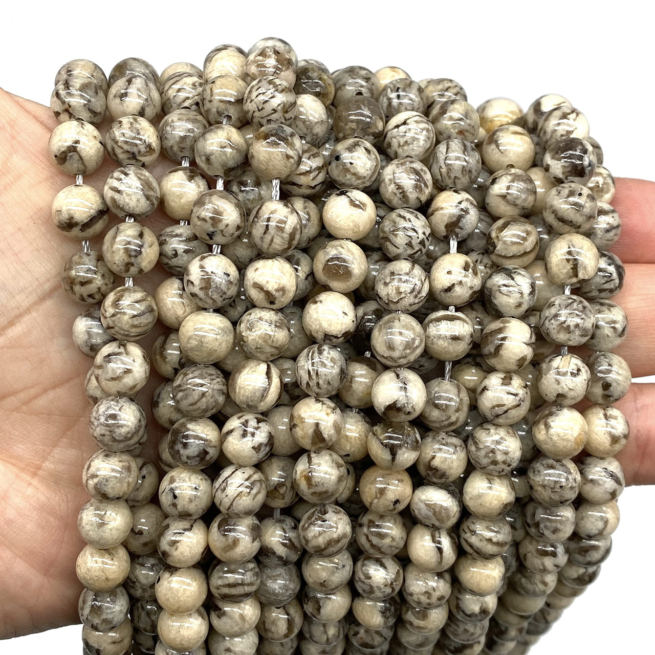 ABCGEMS Madagascan Zebradorite Feldspar Beads (AKA Graphic Feldspath) Healing Energy Crystal Stone Ideal for Bracelet Necklace Ring DIY Jewelry Making Craft Men Women Smooth Round Tiny 6mm Zebradorite Feldspar (From Madagascar)