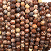 ABCGEMS Wood-Eye Jasper Beads (Exquisite Matrix- Mohs Hardness 7) Healing Energy Crystal Stone Ideal for Bracelet Necklace Ring DIY Jewelry Making Men Women Smooth Round Tiny 6mm Wood Eye Jasper