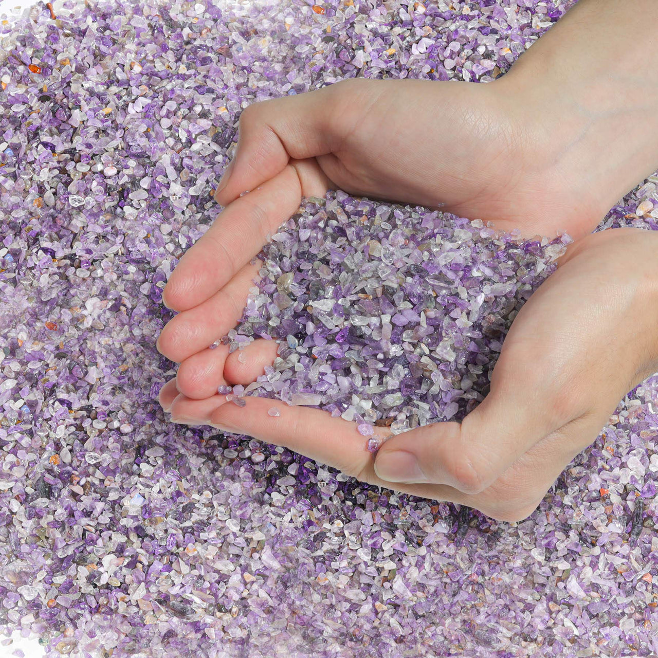 T4U Tumbled Chips Stones Crushed Crystal Quartz 1 LB, Irregular Shaped Gravels Pebbles Healing Stones, DIY Smoothed Rock for Potted Plant,Resin Art,Vase Fillers Aquarium Gravel Rocks (Amethyst) #1 - Amethyst