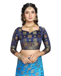 iZibra Women's  Kanchipuram Silk Sarees With Blouse Piece