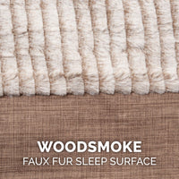 Furhaven Replacement Dog Bed Cover Luxe Faux Fur & Performance Linen Sofa-Style, Machine Washable - Woodsmoke, Large