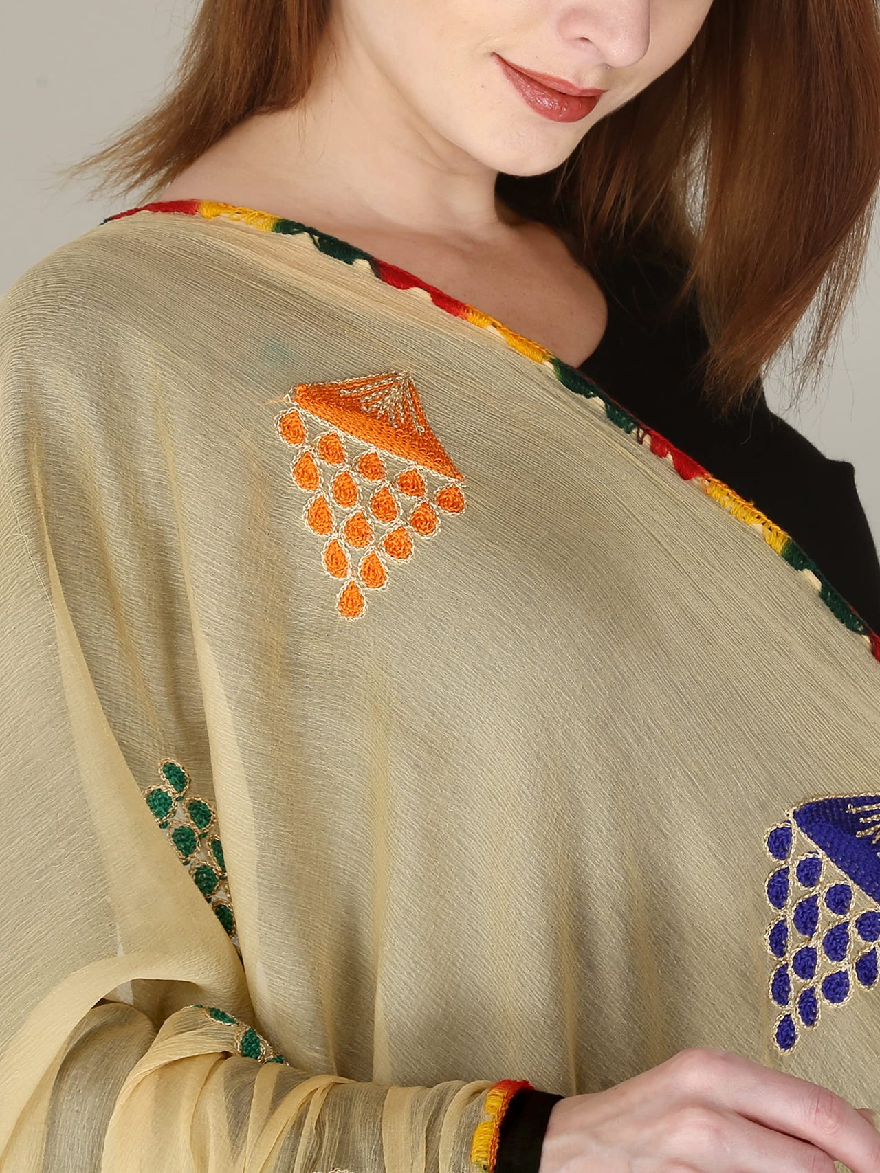 DIAMO Embroidered Chiffon Women's  Dupatta