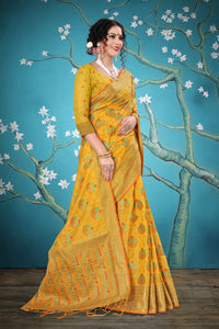Divine International Trading Co Women's  Chanderi Saree With Blouse Piece