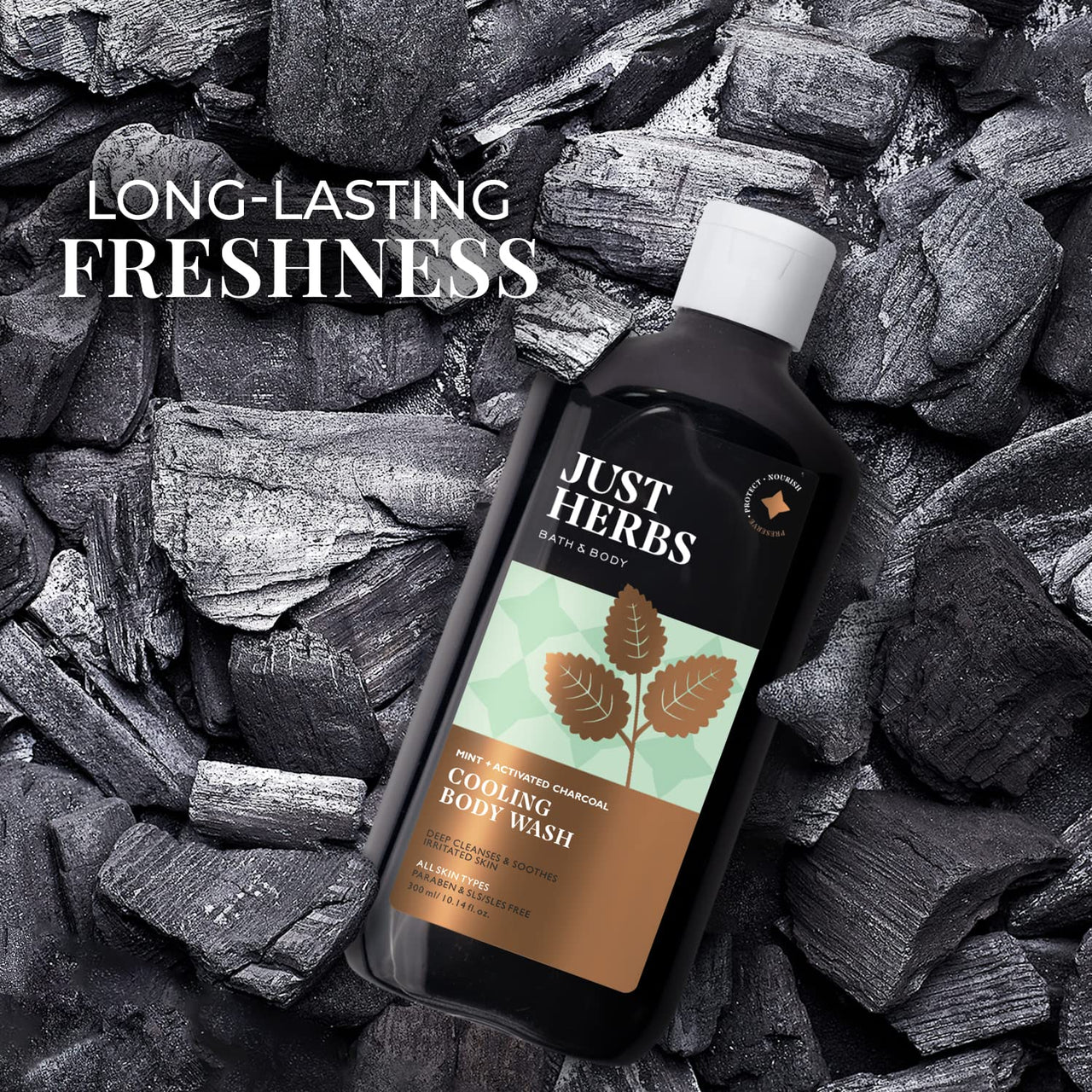 Just Herbs Deep Cleansing Cooling Body Wash 300 ml & Just Herbs Tinted Lip Balm 4 g (Cherry) Combo