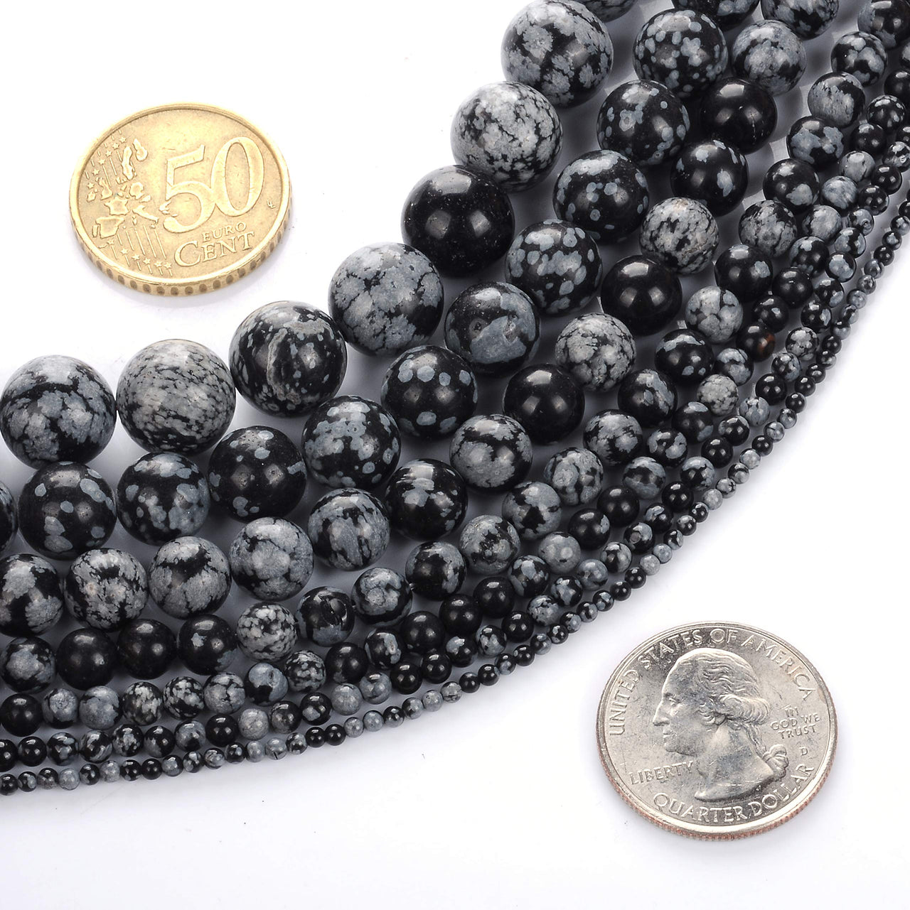 Natural Stone Beads 2mm Snowflake Gemstone Round Loose Beads Crystal Energy Stone Healing Power for Jewelry Making DIY,1 Strand 15"