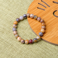 WRCXSTONE Natural 8mm Gorgeous Semi-Precious Gemstones Healing Crystal Stretch Beaded Bracelet Unisex Crazy Lace Agate