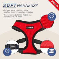 Puppia Soft Dog Harness No Choke Over-The-Head Triple Layered Breathable Mesh Adjustable Chest Belt and Quick-Release Buckle, Green, Large