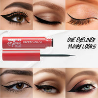 FACESCANADA Weightless Stay Matte Finish Compact Powder - Natural 9 G And Faces Canada Magneteyes Eyeliner - Black, 3.5Ml