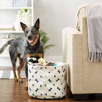 Bone Dry 5511 Pet Storage Collection Paw and Bone Print, Medium Round, Nautical Blue Medium Round, 12x15x15