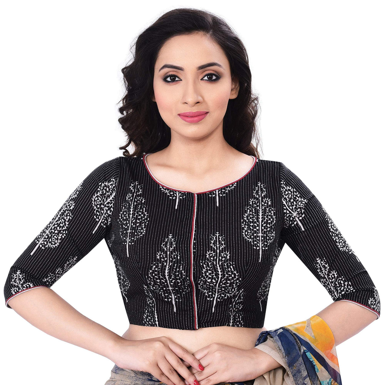 RENE Women's  Cotton Printed Half Sleeve Blouse