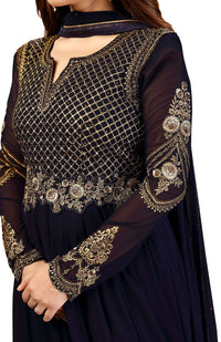PANASH TRENDS Women's  Georgette Embroidery Anarkali Salwar Suit Set - Stitched