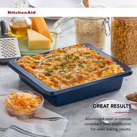 KitchenAid 9-In Nonstick Swiss Engineered Aluminized Steel Square Cake Pan, Dishwasher Safe, Ink Blue 9in