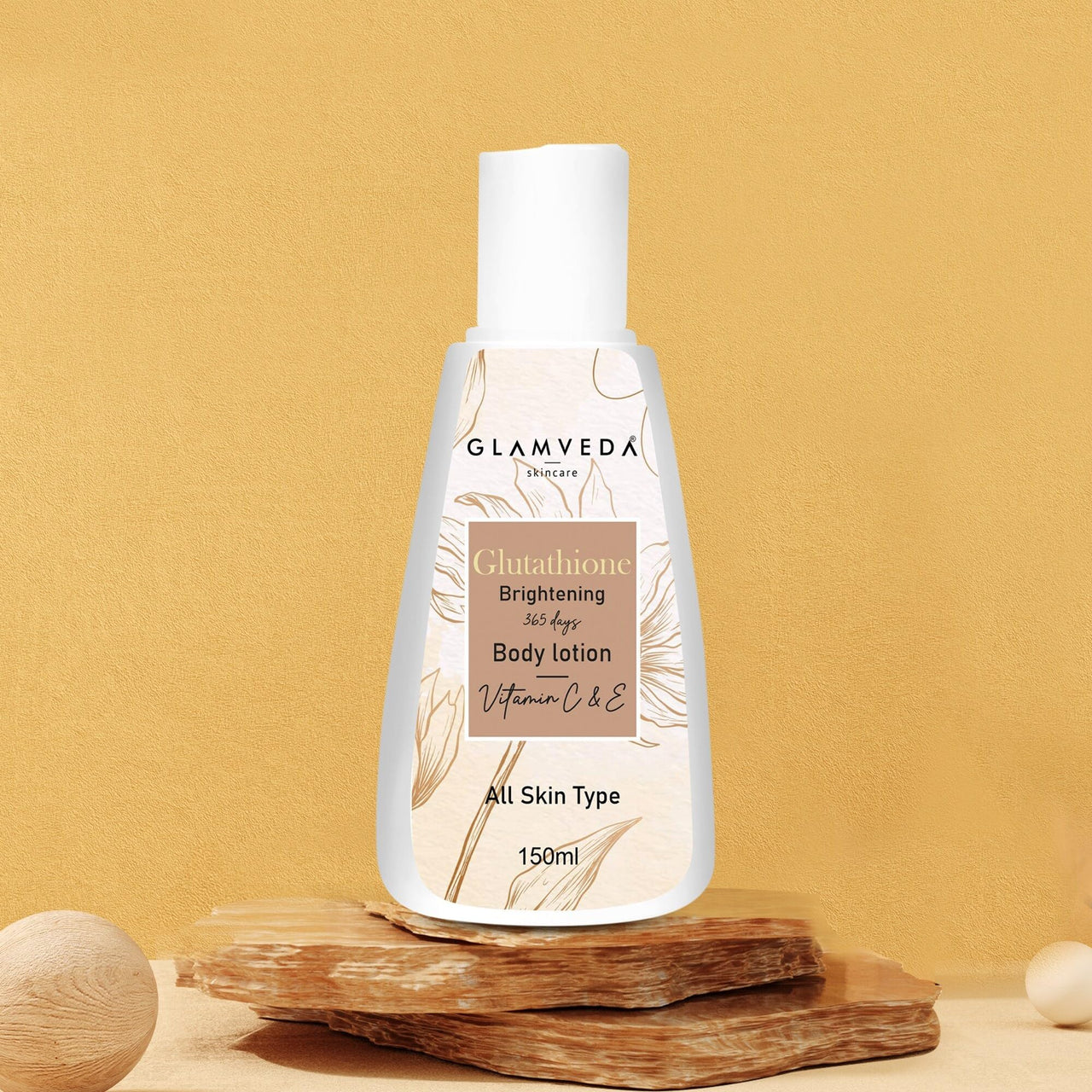 Glamveda Glutathione Body Lotion Reduces Dark spots, Skin brightening with Vitamin C For Skin fairness | All Skin types | 150 ml