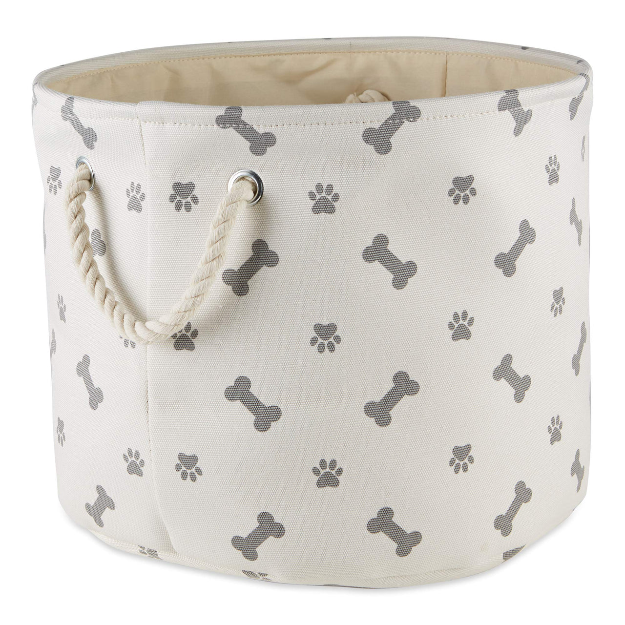 Bone Dry 5511 Pet Storage Collection Paw and Bone Print, Medium Round, Gray