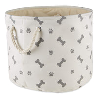 Bone Dry 5511 Pet Storage Collection Paw and Bone Print, Medium Round, Gray