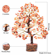 Carnelian Chakra Tree of Life - Crystal Tree for Positive Energy, Handmade Gemstone Tree - Feng Shui Decor, Good Luck Money Tree Bonsai - Orange Healing Crystals for Sacral Chakra, Prosperity Gift Carnelian (Golden Wire)