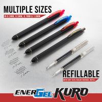 Pentel EnerGel Kuro Liquid Gel Pen, (0.7mm) Medium line, Assorted Ink, 8 Pack (BL437R1BP8M)