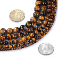 Natural Stone Beads 8mm Yellow Tiger Eye Gemstone Round Loose Beads Crystal Energy Stone Healing Power for Jewelry Making DIY,1 Strand 15