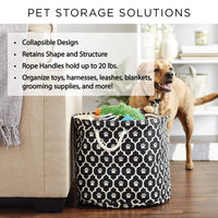 Bone Dry 5511 Pet Storage Collection Paw and Bone Print, Medium Round, Gray