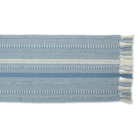 DII Farmhouse Braided Stripe Table Runner Collection, 15x72 (15x77, Fringe Included), Stonewash Blue 15x72