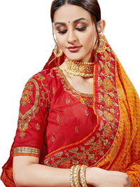 MANOHARI Women's  Silk Blend Saree With Blouse Piece