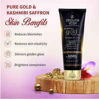 Ayouthveda Sparkling 24K Nano Elemental Gold Face Wash For Glowing Skin Men & Women | Enriched With 24K Gold & Kashmiri Saffron | For Normal & Dry Skin (Pack of 2;100ml each)
