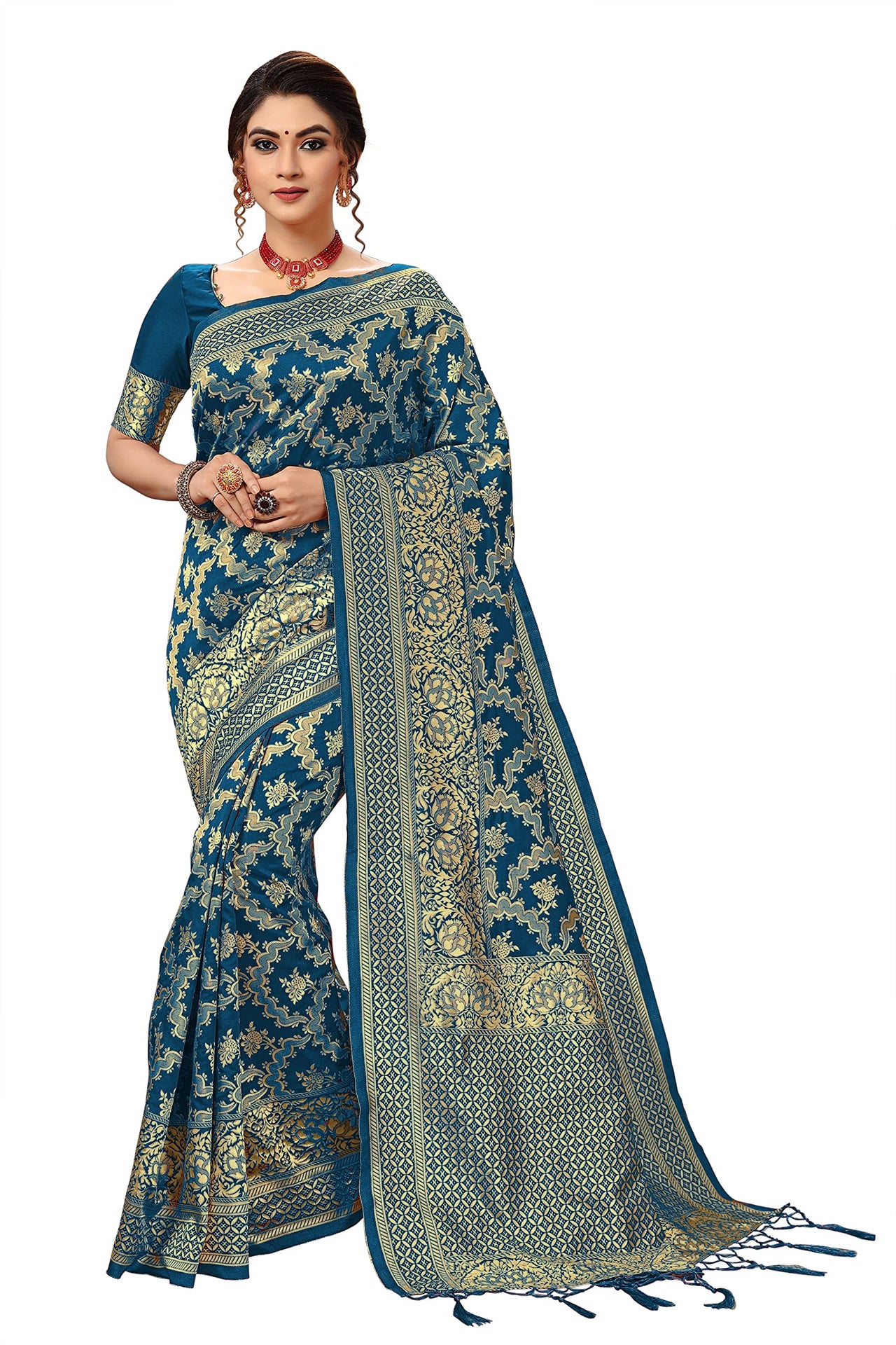 Nivah Fashion Women's  Banarasi Art Silk Saree with Blouse Piece