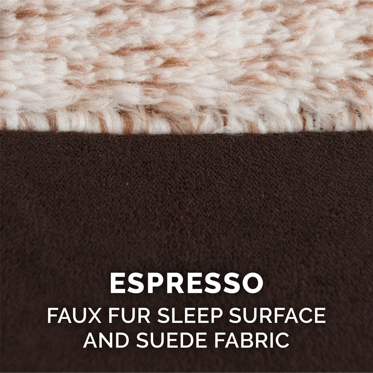 Furhaven Replacement Dog Bed Cover Two-Tone Faux Fur & Suede L Shaped Chaise, Machine Washable - Espresso, Medium Cover Only 30.0"L x 20.0"W x 0.3"Th (Two-Tone Faux Fur & Suede) Espresso