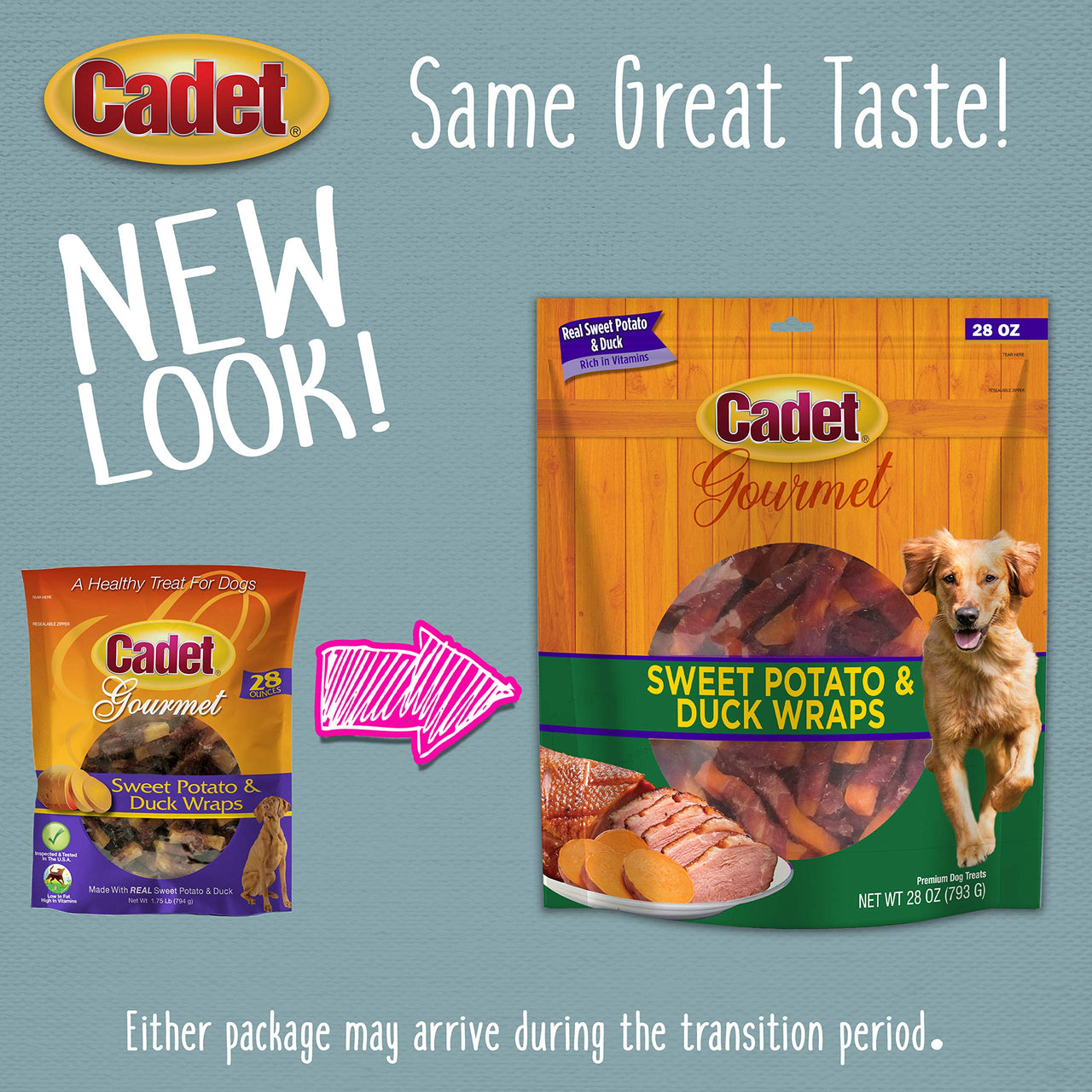 Cadet Gourmet Sweet Potato & Duck Wraps Dog Treats - Healthy & Natural Duck & Sweet Potato Dog Training Treats for Small & Large Dogs - Inspected & Tested in USA (28 oz.) 1.75 Pound (Pack of 1)